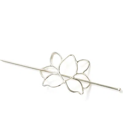 Matr Boomie Kairavini Lotus Hair Slide With Stick In Metallic