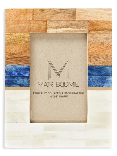 Matr Boomie Kaveri Mango Wood & Bone Tile Frame In Blue
