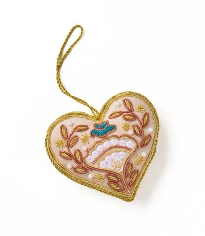 Matr Boomie Larissa Plush Floral Heart Beaded Fabric Ornament In Animal Print