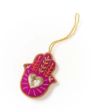 Matr Boomie Larissa Plush Hamsa Felt Ornament In Pink