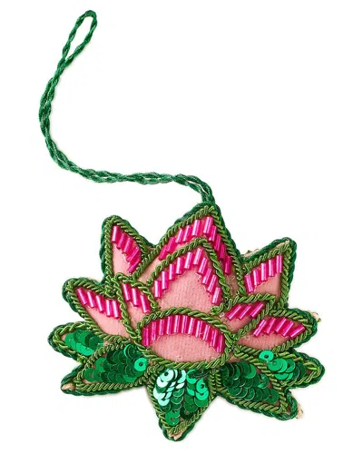 Matr Boomie Larissa Plush Lotus Beaded & Embroidered Felt Ornament In Pink