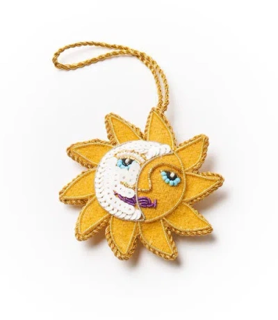 Matr Boomie Larissa Plush Sun Moon Felt Ornament In Yellow