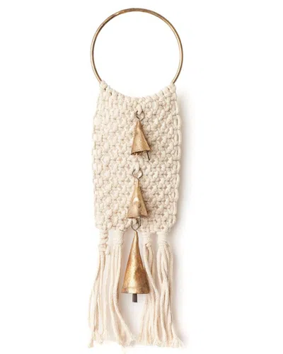 Matr Boomie Macrame Cone Bells Door Hanger In Cream