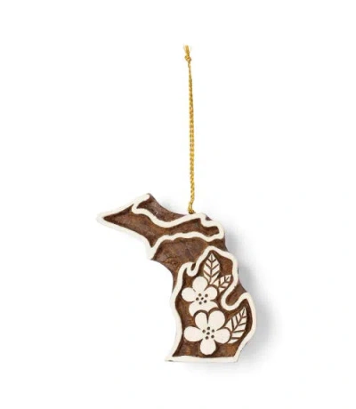 Matr Boomie Michigan State Apple Blossom Ornament In Brown