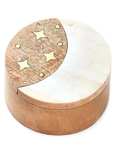 Matr Boomie Kids' Nakshatra Mango Wood Moon Stars Pivot Box In Brass