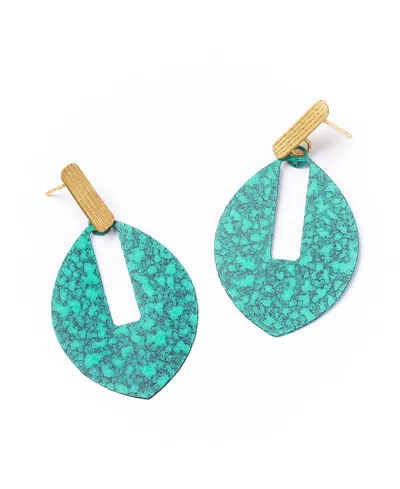 Matr Boomie Nihira Teal Patina Sphere Drop Earrings In Blue