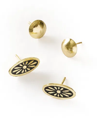Matr Boomie Nisha Ball And Oval Stud Earrings, Set Of 2 In Multi