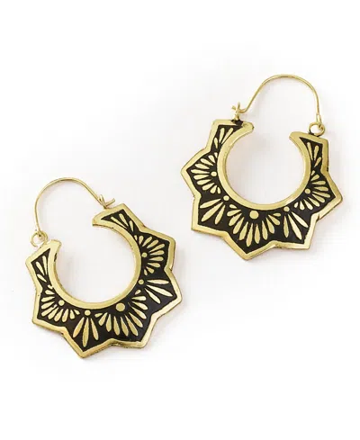 Matr Boomie Nisha Lotus Hoop Earrings In Green