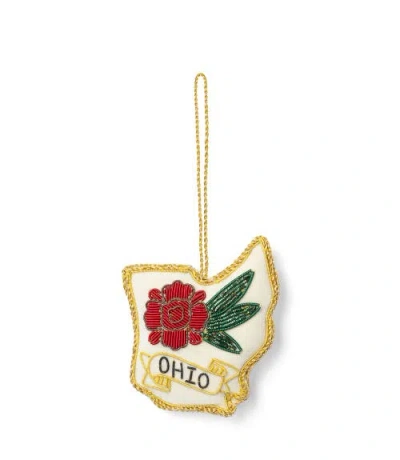 Matr Boomie Ohio State Carnation Beaded Fabric Ornament In Multi