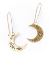 Matr Boomie Ruchi Crescent Moon Gold Dangle Earrings In Brass