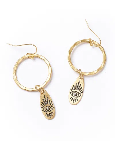 Matr Boomie Ruchi Evil Eye Charm Gold Hoop Earrings In Brass
