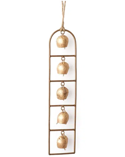 Matr Boomie Rustic Bells Ladder Wall Hanging Wind Chime In Brass