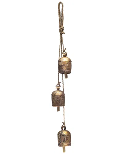 Matr Boomie Rustic Wind Chime Medium Cascading Bells In Brass