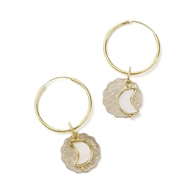 Matr Boomie Sikka Coin Dangle Hoop Earrings In Gold