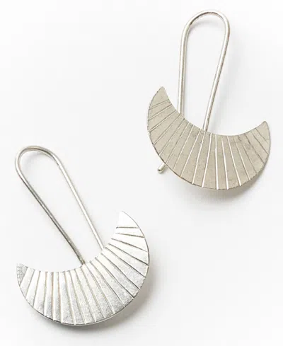 Matr Boomie Silver-tone Tribal Moon Earrings