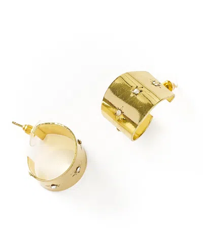 Matr Boomie Sitara Starry Studded Round Hoop Earrings In Brass