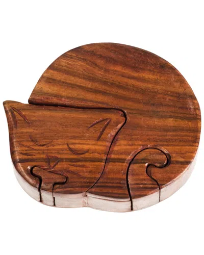 Matr Boomie Sleeping Cat Keepsake Puzzle Box In Brown
