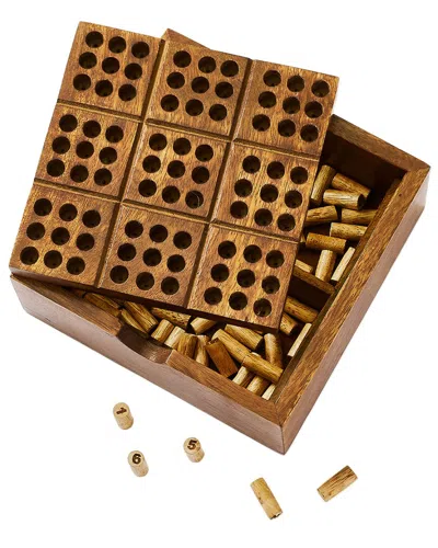 Matr Boomie Sudoku Hand Carved Wooden Peg Game In Brown