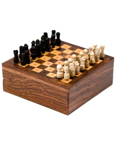 Matr Boomie Travel Chess Game With Handcrafted Wood Pegs In Brown