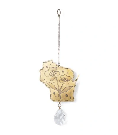 Matr Boomie Wisconsin State Violet Engraved Suncatcher In Gold