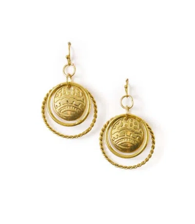 Matr Boomie Yashi Embossed Ring Dangle Earring In Orange