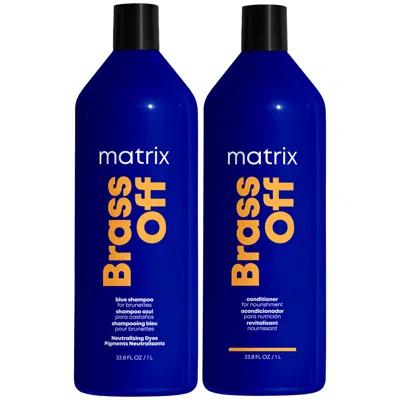 Matrix Brass Off Colour Correcting Blue Anti-brass Shampoo And Conditioner Duo Set For Lightened Brunettes 