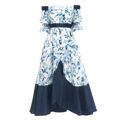 Matsour'i Women's Blue Linen-silk  Dress Tori