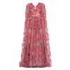 Matsour'i Women's Pink / Purple Dress Hortensia With Detachable Sleeves Maxi Coral In Pink/purple