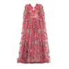 Matsour'i Women's Pink / Purple Dress Hortensia With Detachable Sleeves Coral Midi In Pink/purple