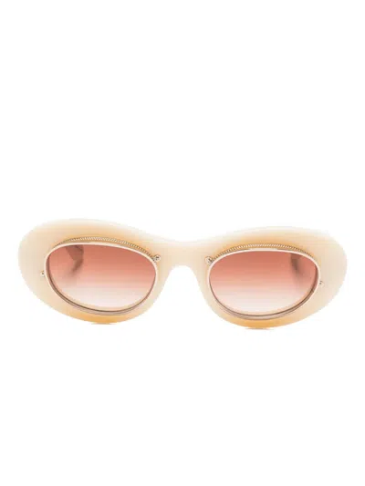 Matsuda 10604h Oval-frame Gold-detail Sunglasses In Neutral