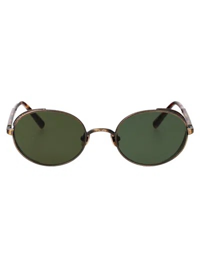 Matsuda Antique Gold Orange Brown Titanium Sunglasses In Gray