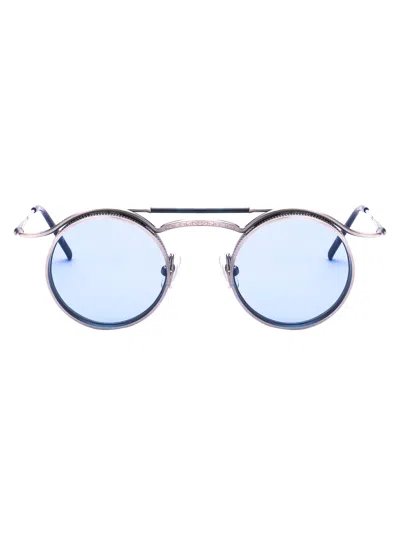 Matsuda Antique Silver Titanium Sunglasses In Blue