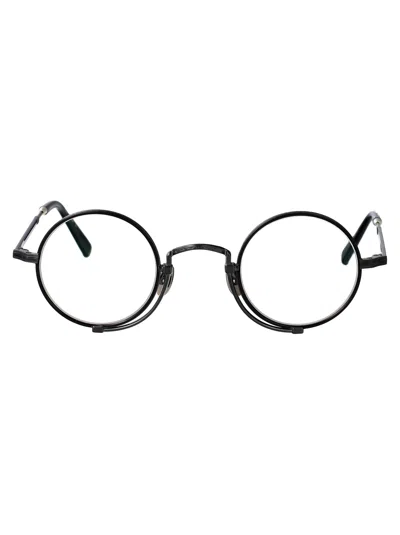 Matsuda Brushed Black - Black Clear Lens Metal Glasses