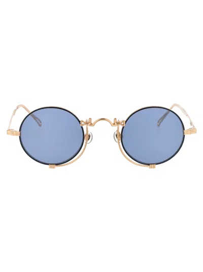 Matsuda Brushed Gold - Navy Titanium Sunglasses In Blue