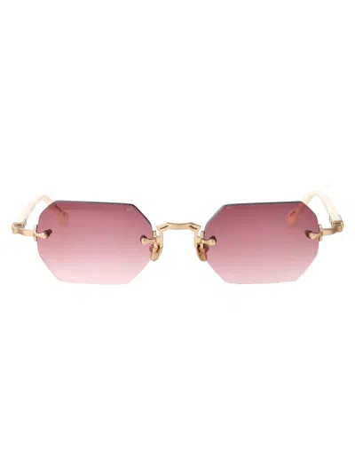 Matsuda Brushed Gold - Milk White Rose Gradient Metal Sunglasses In Pink