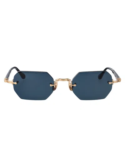 Matsuda Brushed Gold - Navy Blue Grey Metal Sunglasses