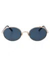 Matsuda Brushed Gold Navy Cobalt Titanium Sunglasses In Blue