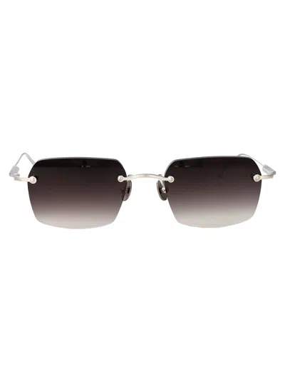 Matsuda Brushed Silver Grey Gradient Metal Sunglasses In Brown