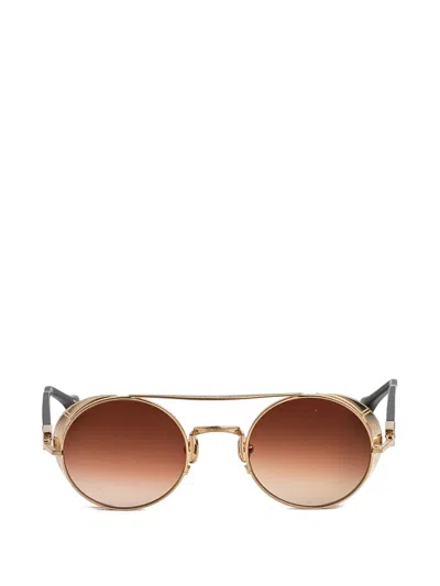 Matsuda Engraved Round-frame Sunglasses In Brown