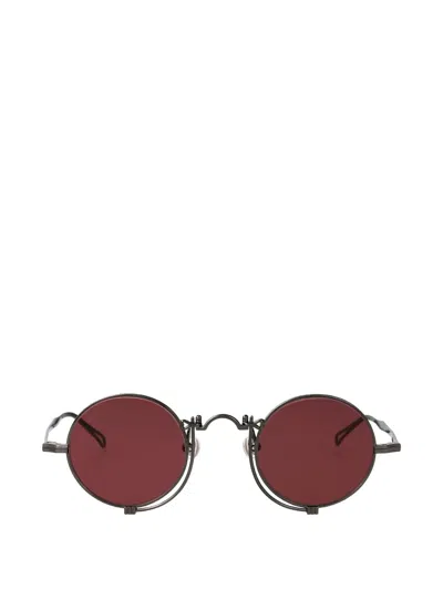 Matsuda Engraved Round-frame Sunglasses In Burgundy