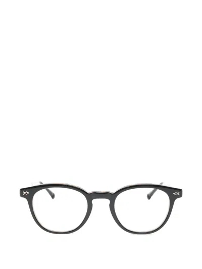 Matsuda Engraved-temple Round-frame Glasses In Black