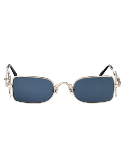 Matsuda Eyewear In Palladium White Brushed Silver Blue Grey