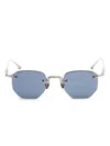 Matsuda Aviator Sunglasses In Silver Metal With Rectangular Frame In Silver
