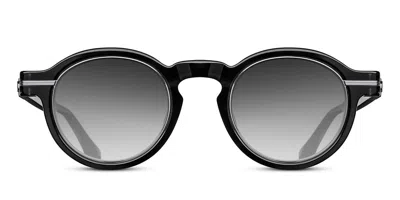 Matsuda M2050 Sun Bks-bs Men's Sunglasses Black Size 46 In Black,silver