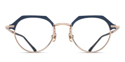 Matsuda M2064 Nvy-rg Men's Glasses Blue Size 48 - Free Lenses - Blue Light Block Available In Navy Blue,rose Gold