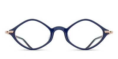 Matsuda M2066 Nvy-rg Men's Glasses Blue Size 47 - Free Lenses - Blue Light Block Available In Navy Blue,rose Gold