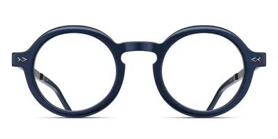 Matsuda M2067 Mnv-as Men's Glasses Blue Size 46 - Free Lenses - Blue Light Block Available In Matte Navy Blue,antique Silver