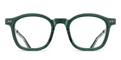 Matsuda M2068 Bgn-bs Men's Glasses Green Size 48 - Free Lenses - Blue Light Block Available In Transparent Bottle Green,brushed Silver