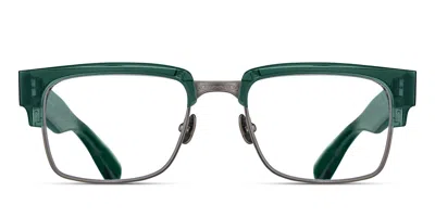 Matsuda M2071 Bgn-as Men's Glasses Green Size 53 - Free Lenses - Blue Light Block Available In Transparent Bottle Green,antique Silver