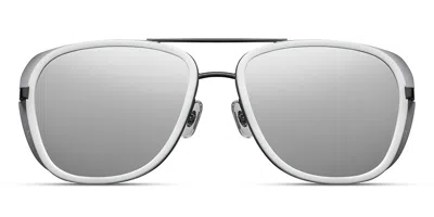 Matsuda M3023 Mbk-mwt Men's Sunglasses White Size 57 In Gray